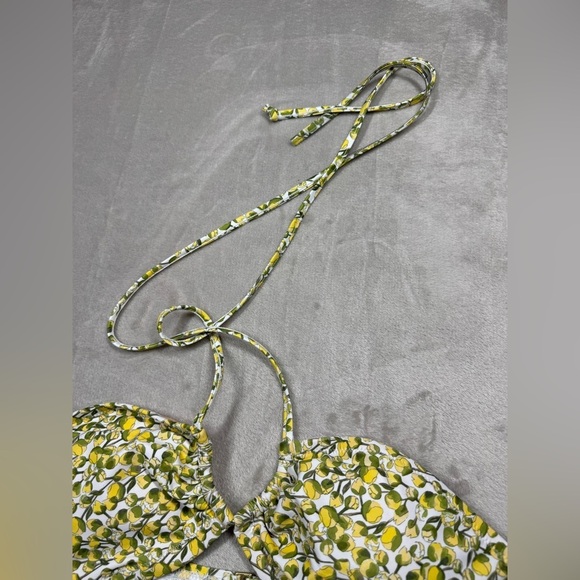 NWT J.Crew X Liberty Eliza’s Yellow White Floral Halter Tie Neck Bikini Top L - Picture 5 of 16